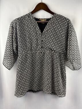 Women’s Notations Small Black & White Dot Blouse
